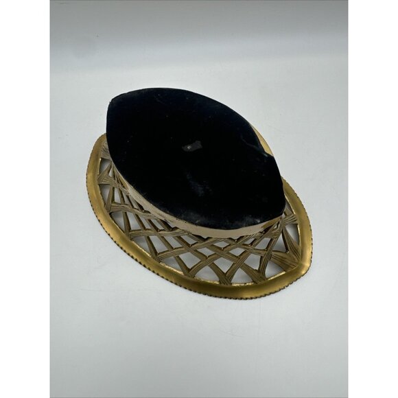 Vintage Brass Weave Lattice Basket Planter Fruit Bowl - Picture 9 of 13